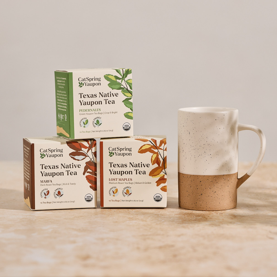 100% Organic Yaupon Tea – Medium Roast – 50g (2 Oz.) Loose Leaf – Made In Texas