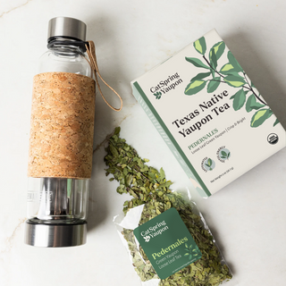 Loose Leaf Yaupon Starter Kit – 3 Roasts + Glass Tumbler