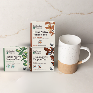 Teabag Yaupon Starter Kit – 3 Roasts + Ceramic Mug