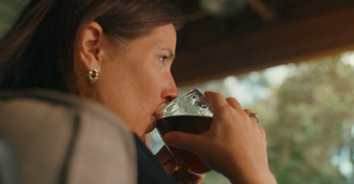 Woman drinking yaupon tea